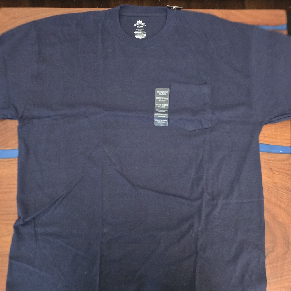 JCPenney Stafford Men's Navy Short Sleeve Tee - XL 100% Cotton